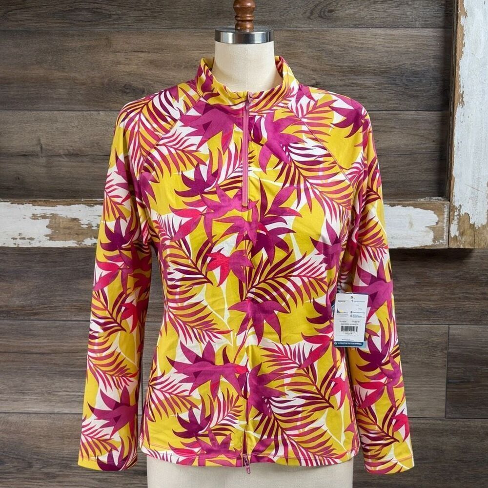 Reel Legends UPF 50 Sun Shirt Medium Quick Dry Cooling Moisture Wicking Zip Tops